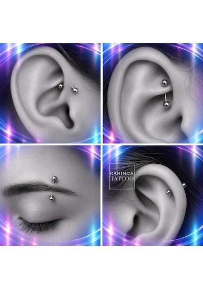 Titanyum Piercing Kaş Rook Kulak Anti Tragus Snug Daith Surface Forward Helix Flat Nipple Conch Angel Bites Septum Vertical Labret çok renkli