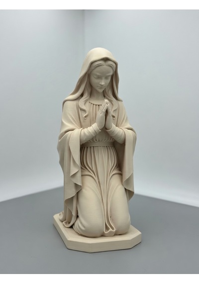 3d Baskı Diz Çökmüş Meryem Ana Figürü - Dekoratif Dini Heykel Bej