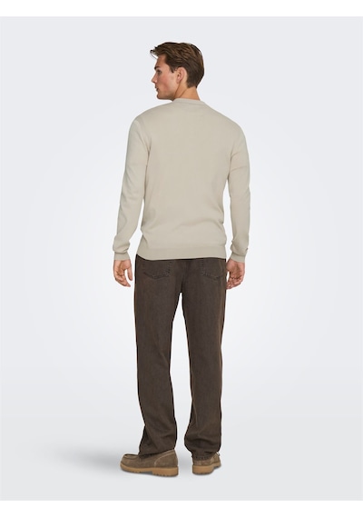 Only & Sons Onswyler Lıfe Reg 14 Half Zıp Polo Knıt Erkek Gray Kazak - 22034225 Gri