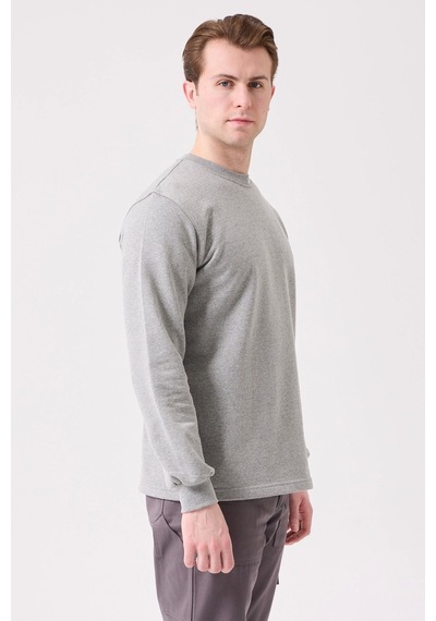 Herba Basic Sweatshirt - Uzun Kollu, Rahat Kesim, Pamuklu, Günlük Ve İş Kullanımı Gri Melanj