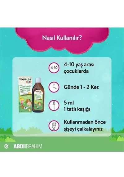 Youplus Kids Vm Multivitamin Ve Mineral Kompleksi 150 Ml 3 Adet