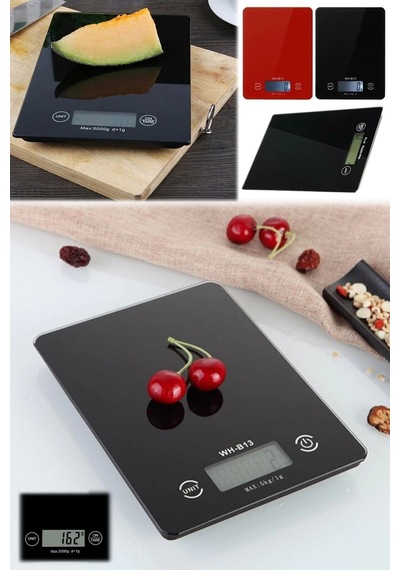 Dijital Mutfak Tartısı - 5 Kg Kapasite, 1 Gram Hassasiyet, Şık Siyah Cam Tasarım Diğer