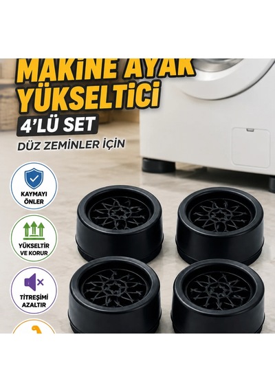 4'lü Kaymaz Makine Ayak Yükseltici Seti Düz Zeminler İçin Renkli