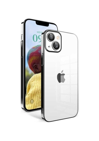 Apple Uyumlu iPhone 14 Kılıf Kamera Korumalı Renkli Çerçeveli Zore Garaj Kapak Siyah