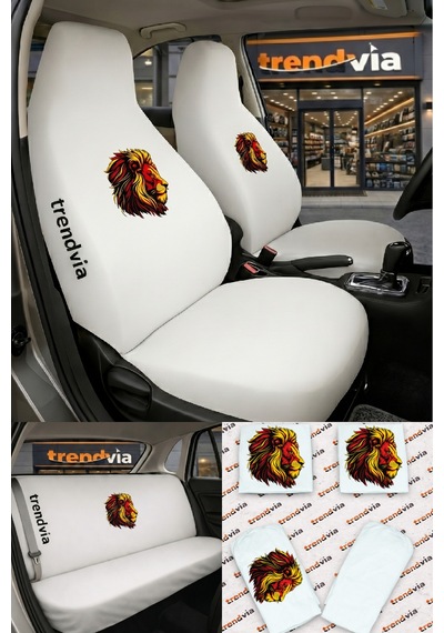Aslan Logolu Oto Koltuk Kılıfı Ön Arka Set Penye Likralı Universal Koltuk Koruyucu Servis Kılıfı 66464308