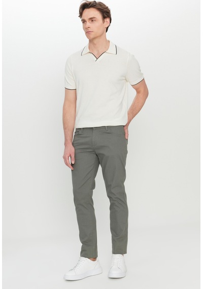 AC&Co / Altınyıldız Classics Erkek Hakı Pamuklu Slim Fit Dar Kesim 5 Cep Esnek Casual Pantolon Haki