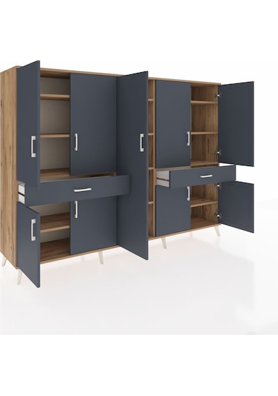 Hyperion Dolap 12 Raflı 2 Çekmeceli 8 Kapaklı 220x44x163 Çam-antr Çam-antrasit Hyperion Dolap 12 Raflı 2 Çekmeceli 8 Kapaklı 220x44x163 Çam-antr Çam-antrasit
