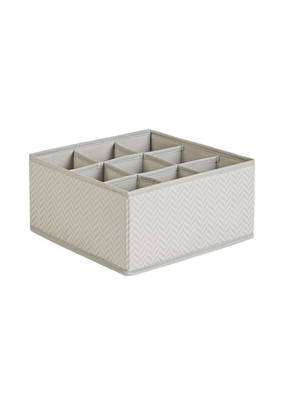 Ocean Home Textile 9 Bölmeli Petek Gri Balıksırtı Çekmece İçi Düzenleyici Kutu 28 X 28 X 13 Cm Açık Bej