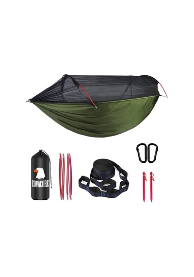 Covacure Cibinlikli 2 Kişilik Dış Mekan Hamak 270 X 140 Cm Salıncak Yeşil Covacure Cibinlikli 2 Kişilik Dış Mekan Hamak 270 X 140 Cm Salıncak Yeşil
