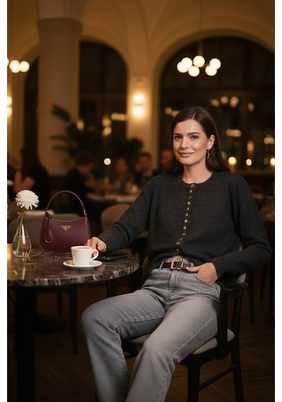 Lela Premium Comfort Fit Yuvarlak Yaka Crop Triko Bayan Hırka 680Hi00164 Antrasit