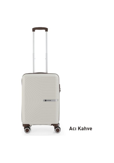 Mçs Bavul Orta Ve Kabin 2li Set Kırılmaz Silikon Valiz V374 Kemik/acıkahve Kemik