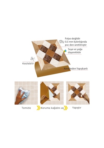 Tink Kendinden Yapışkanlı Ahşap 009 Desenli Pvc Karo 30x30 Cm