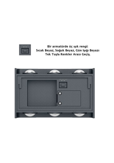 Braytron 3 Renk Modlu İç-dış Mekan Led Duvar Armatürü 3cct Bg38-03382 Haiti Aplik Siyah