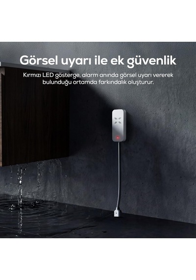 Su Seviye Sensörü Wifi Taşkın Alarmı Pilli Mobil Bildirimli Akıllı Su Sızıntı Sensörü X7506