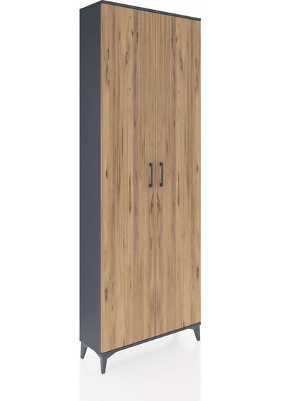 Arges Dolap 2 Raflı 2 Kapaklı Tek Askılı 88x30x243 Antrasit-çam Antrasit