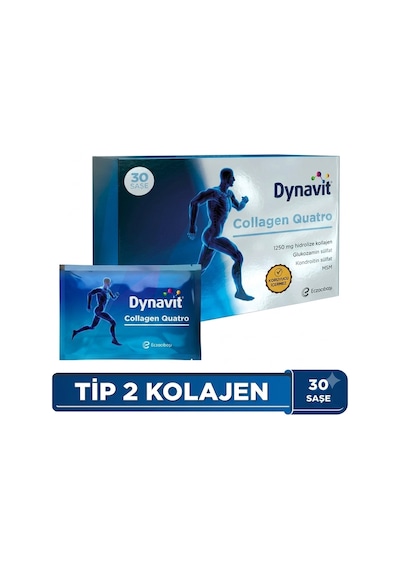 Dynavit Collagen Quatro 30 Saşe X 2 - 2 Aylık Kullanım Hidrolize Peptit Tip 2 Tavuk Kolajeni