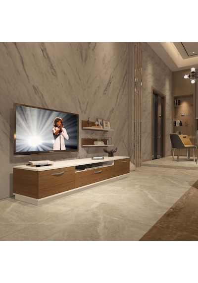 Decoraktiv Trio 4s Mdf Tv Ünitesi Tv Sehpası Beyaz - Ceviz