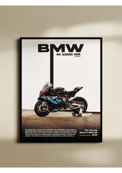 Bmw M1000rr Motorsiklet Özel Tasarım Siyah Çerçeveli Tablo Poster