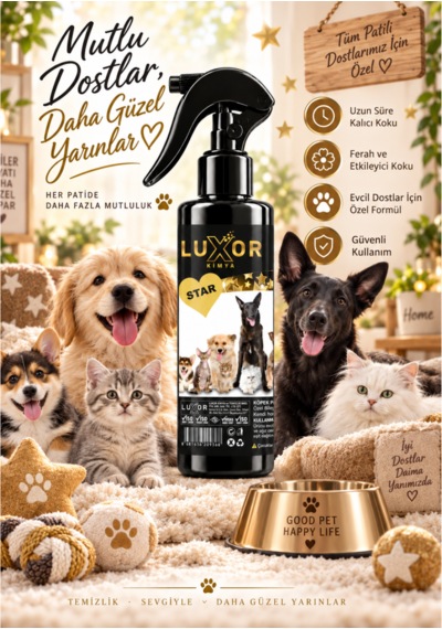 Luxor Kimya Evcil Hayvan Parfümü Kedi & Köpek Koku Giderici Star 200 Ml