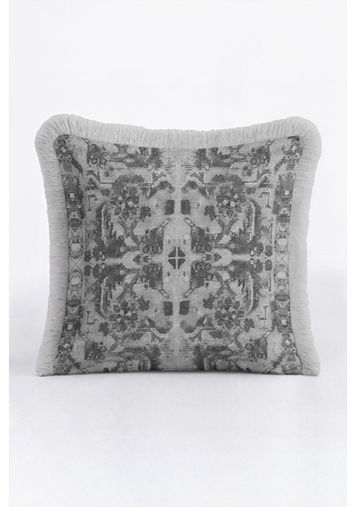 Damask Motifli Saçaklı Yastık Kılıfı - Klasik Etnik Modern Antrasit Krem Püsküllü Kırlent Kılıfı Sessiz Lagün Halo Damask Motifli Saçaklı Yastık Kılıfı - Klasik Etnik Modern Antrasit Krem Püsküllü Kırlent Kılıfı Sessiz Lagün Halo