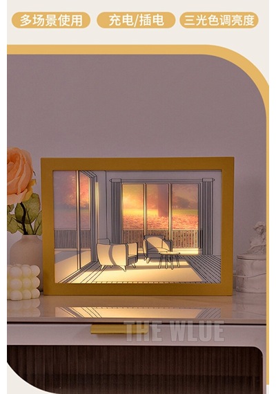 Çerçeveli Led Painting Masa Ve Gece Lambası Sonbahar Ambianslı Ka Diğer