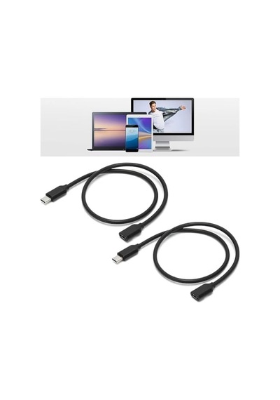 50cm Type-c Uzatma Kablosu 60w Hızlı Şarj Ve 3a Akım Destekli Usb-c Erkek Dişi Kablo 24pin 56k Dirençli Dayanıklı Laptop, Tablet Ve Telefon İle Uyumlu 50cm Zr73