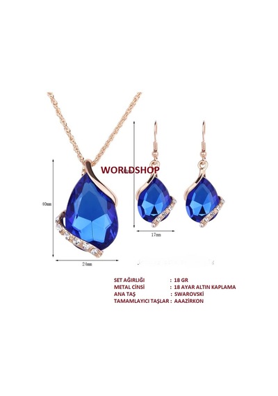 Büyük Swarovski Taşlı Takı Seti 18 Gp, Sevgililer Günü Si Kırmızı Altın