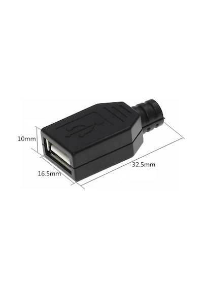 Kutulu Usb Type A Dişi Soket Usb 2.0 4 Pin Plastik Kapak Dıy Tip Elektronik