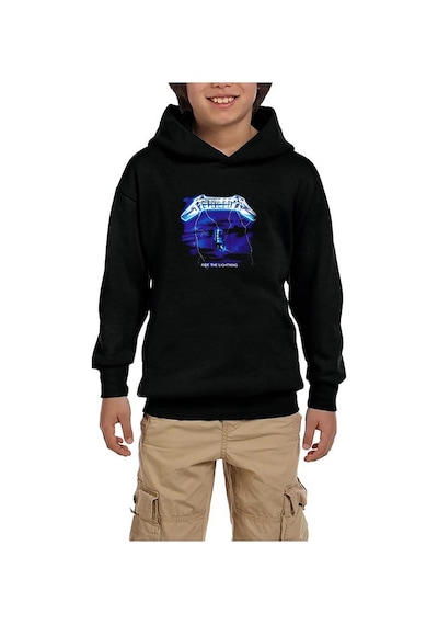 Zepplin Giyim Metallica Ride The Lightning Siyah Çocuk Kapşonlu Sweatshirt Siyah