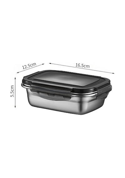 304 Çelik 550 Ml Yemek Meyve Et Buzdolabı Beslenme Saklama Kabı Mt111-55 Gri
