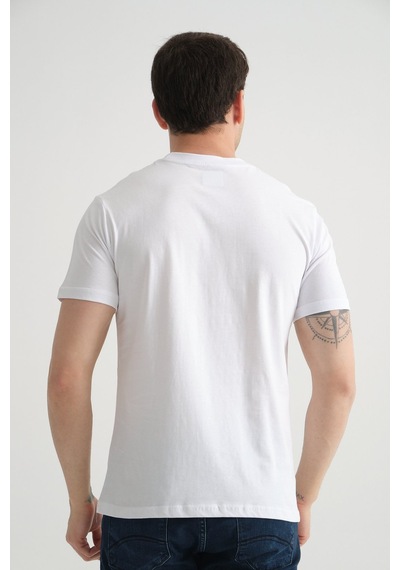 Shooter Sportwear Shooter Erkek Pamuklu Esnek T-shirt Standart Kalıp Minimal Logolu Beyaz