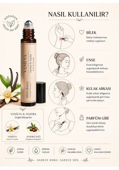 Vanilya Roll - %100 Doğal Vanilya & Jojoba Yağı 10 Ml