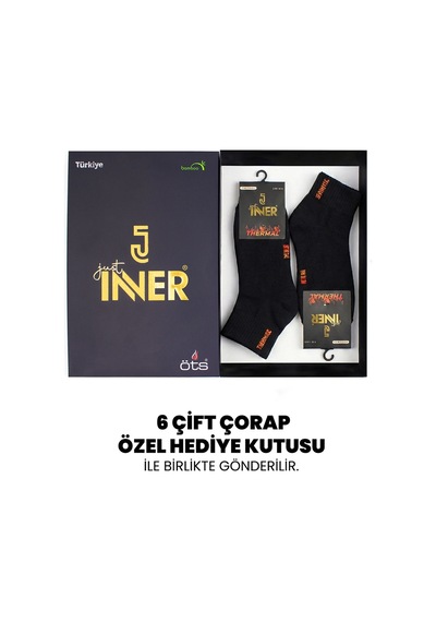 Just Inner Erkek 6 Lı Viskon Çorap Kışlık Termal Patik Esnek Ve Konforlu 12200 Siyah