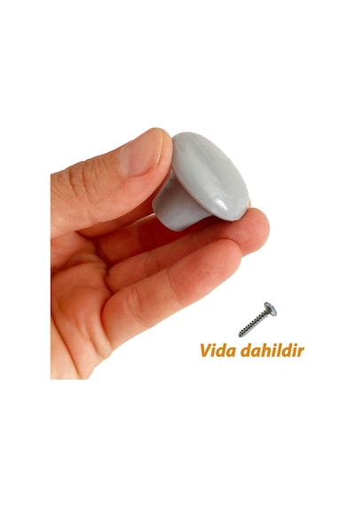 8 Adet Sert Plastik Mantar Düğme Kulp Gri Dolap Mobilya Mutfak Dolabı Çekmece Kapak Kulpu Kulbu