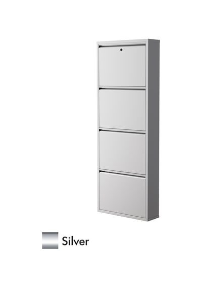 Evdemo Kilitli 4 Kapaklı Metal Ayakkabılık Silver