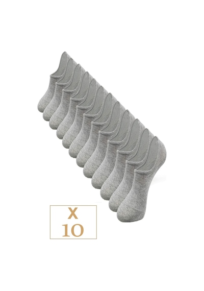 Bgk Unisex 10'lu Pamuklu Görünmez Sneakers Çorap Gri Gri