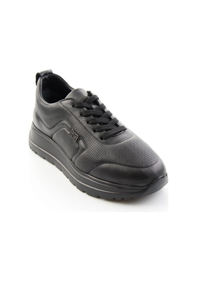 Bambi Siyah Hakiki Deri Kadın Sneaker K01753000403