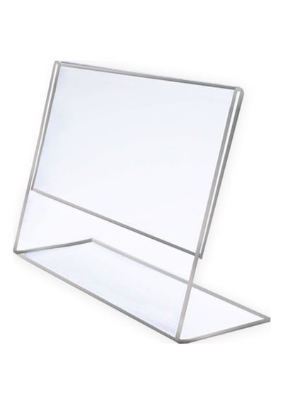 Heroglas A7 L Tipi Yatay Masa Üstü Şeffaf Pleksi / Föylük-fiyatlık-menü-broşürlük