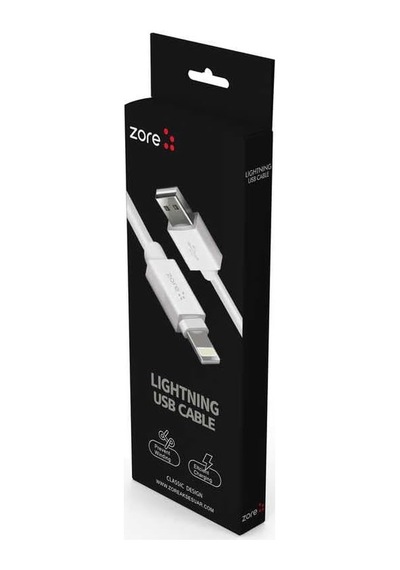 Senon Zore Z-38 Usb Şarj Kablosu İphone İle Uyumlu Beyaz Silikon 1 Metre Hızlı Şarj 3a Destekli Şarj Kablosu