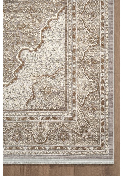 Matris Mı004r Krem Kahve Halı Modern Pamuk Taban Akrilik Tozuaz Salon Yatak Odası Koridor Halısı-1332