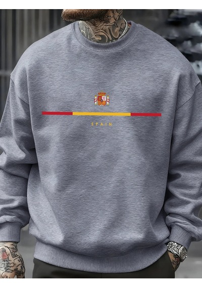 Startmore İspanya Ulusal Amblem Tasarımı Tişörtü Hip Hop Polar Tişörtü Sonbahar Modası Sokak Giyimi Tüm Gri Startmore İspanya Ulusal Amblem Tasarımı Tişörtü Hip Hop Polar Tişörtü Sonbahar Modası Sokak Giyimi Tüm Gri