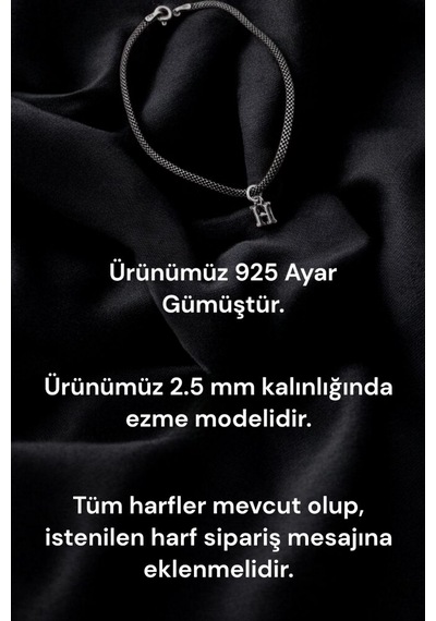 925 Ayar Gümüş 2.5 Mm Ezme Model Harfli Bileklik