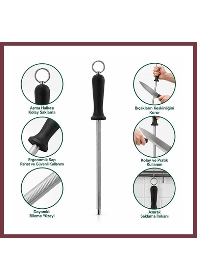 Storeşahin Bıçak Bileme Taşı 30 Cm Metal Askılı Shn0720