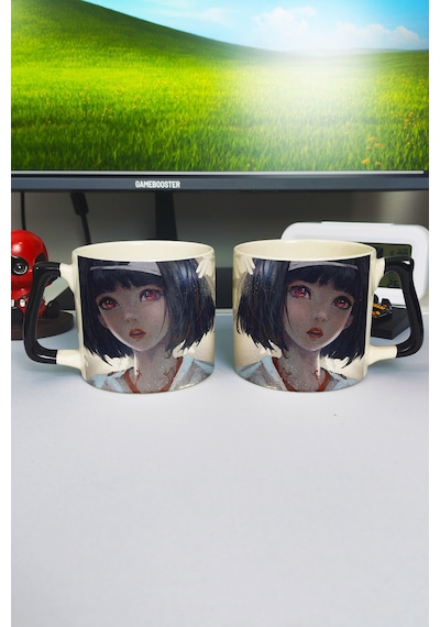 Noragami Anime Baskılı Seramik Lüks Kupa 1 Adet Özel Siyah Kulp Dalga Kulp V1d Çok Renkli