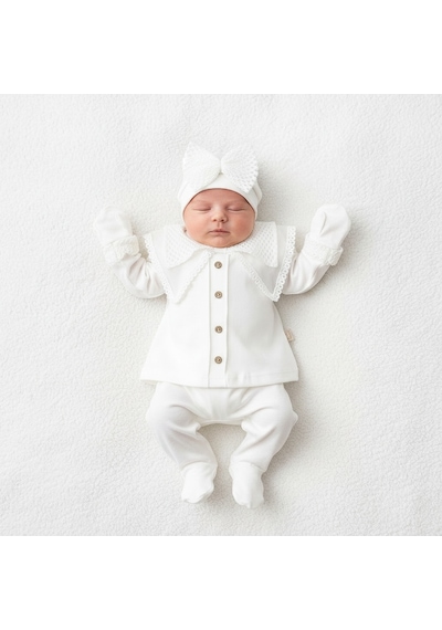 Ürünya Kız Bebek 0-6 Ay 5 Li Set - Beyaz