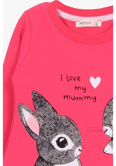 Breeze Kız Çocuk Tunik Tavşan Desenli 1.5-5 Yaş, Pembe-pembe Pembe