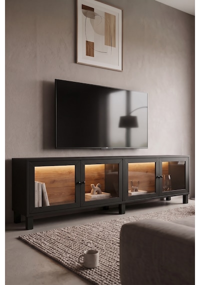 Robin Home Prime Temperli Cam Kapaklı Neon Led Işıklı Tv Ünitesi Tv Sehpası Vitrin Ahşap Ayaklı Sepet-siyah Robin Home Prime Temperli Cam Kapaklı Neon Led Işıklı Tv Ünitesi Tv Sehpası Vitrin Ahşap Ayaklı Sepet-siyah