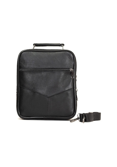 Newish Polo Erkek Hakiki Deri Günlük Omuz Ve El Çantası 20x24 Cm - New084 Siyah