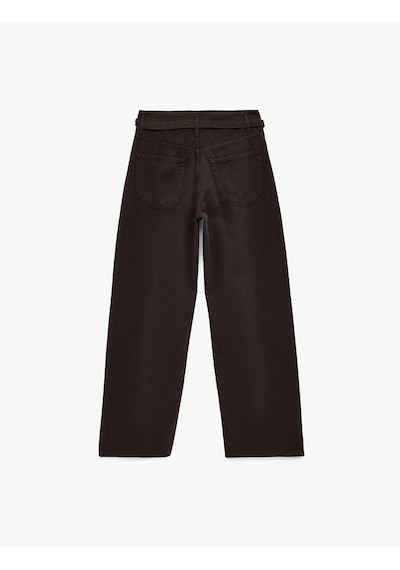 Koton Pamuklu Yüksek Bel Kemerli Geniş Paça Pantolon - Wide Leg Jeans Koyu Kahverengi 6sal40060mw Koyu Kahve Koton Pamuklu Yüksek Bel Kemerli Geniş Paça Pantolon - Wide Leg Jeans Koyu Kahverengi 6sal40060mw Koyu Kahve