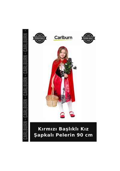 Kırmızı Başlıklı Kız Şapkalı Pelerin 90 Cm Etkinlik Ürünü Kumaş Kıyafet Karnaval Giysisi Siyah